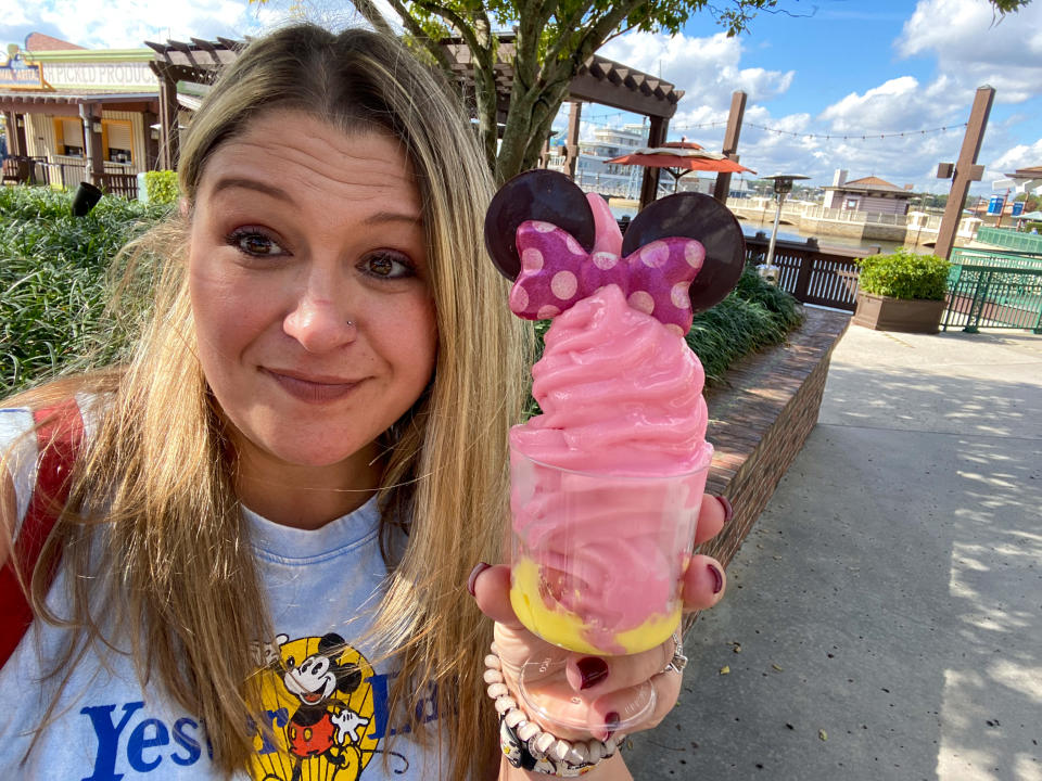 After a passing cast member told us she thought the watermelon Dole Whip tasted like a pink Starburst, we realized her assessment was spot-on. (Terri Peters)