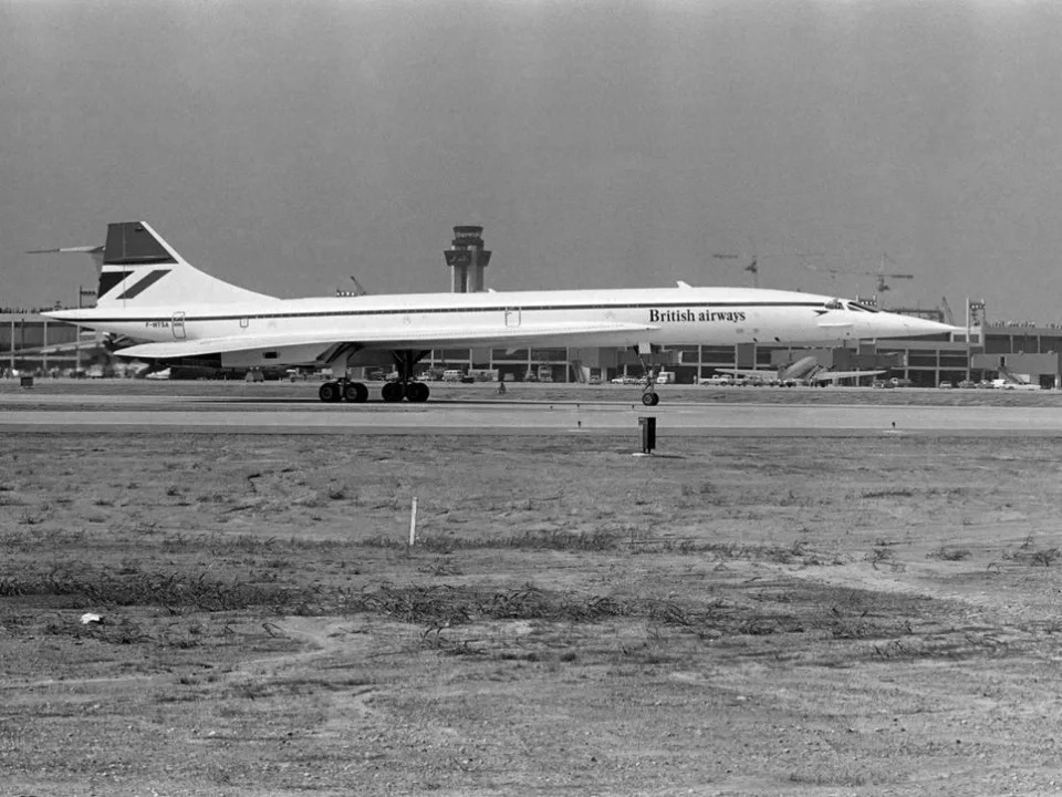 British Airways Concord at DFW in 1973 after the airport was finished