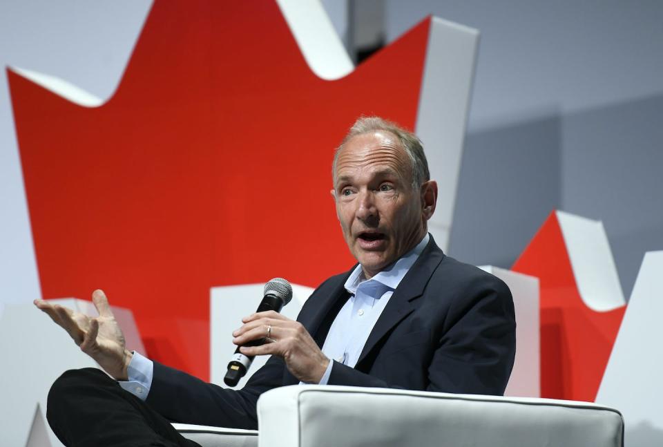 Tim Berners-Lee, the inventor of the World Wide Web, speaks at the Open Government Partnership Global Summit in Ottawa in May 2019. THE CANADIAN PRESS/Justin Tang