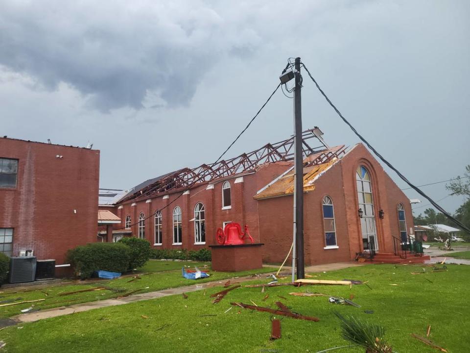 The First Missonary Baptist Church in Moss Point sustained heavy damage from a tornado on Monday.