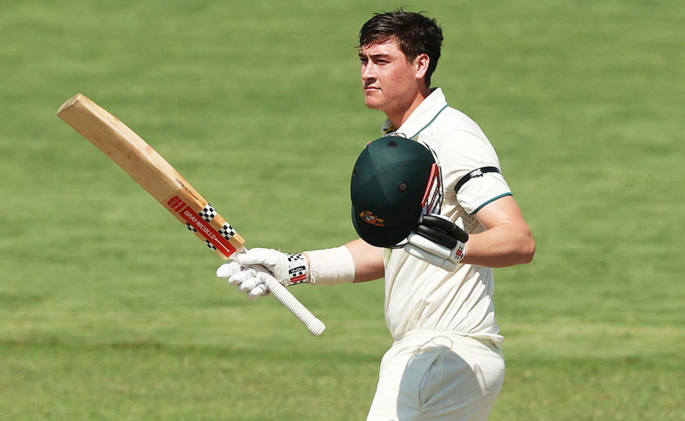 Matt Renshaw, pictured here in action for the Prime Minister's XI against Pakistan. 