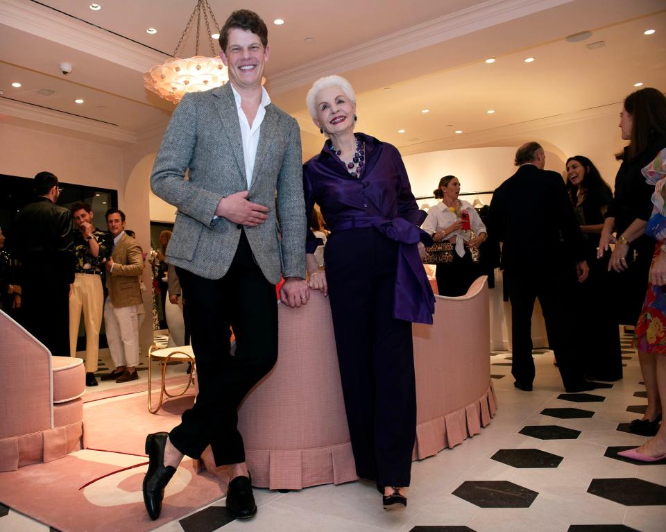 Wes Gordon and Carolina Herrera at the Tuesday opening of the Herrera boutique on Worth Avenue.