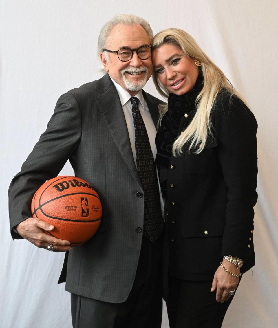 Former Charlotte Hornets owner George Shinn, left and his wife, Megan Shinn on Saturday, January 28, 2023.