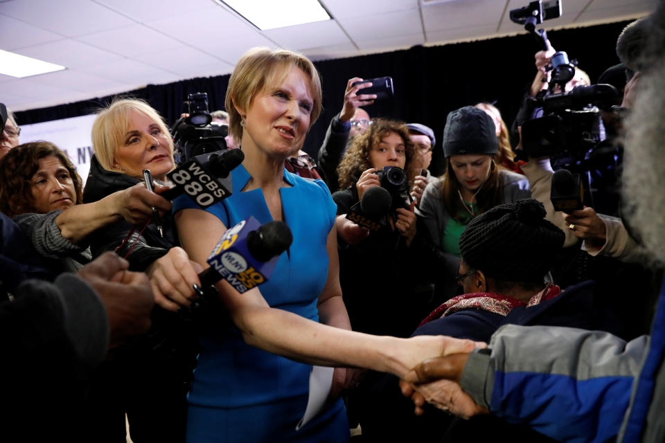 Cynthia Nixon is seen at a campaign stop in Brooklyn in March after announcing her run for governor of New York. (Photo: Shannon Stapleton / Reuters)