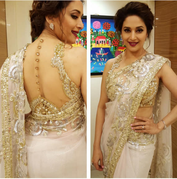 Now that’s what we call star attire. The actress has scorched the silver screen for decades with her different avatars, but this is undoubtedly her best look so far. Madhuri’s spunk is remarkable as she carries off loud embroideries and bling with such ease.