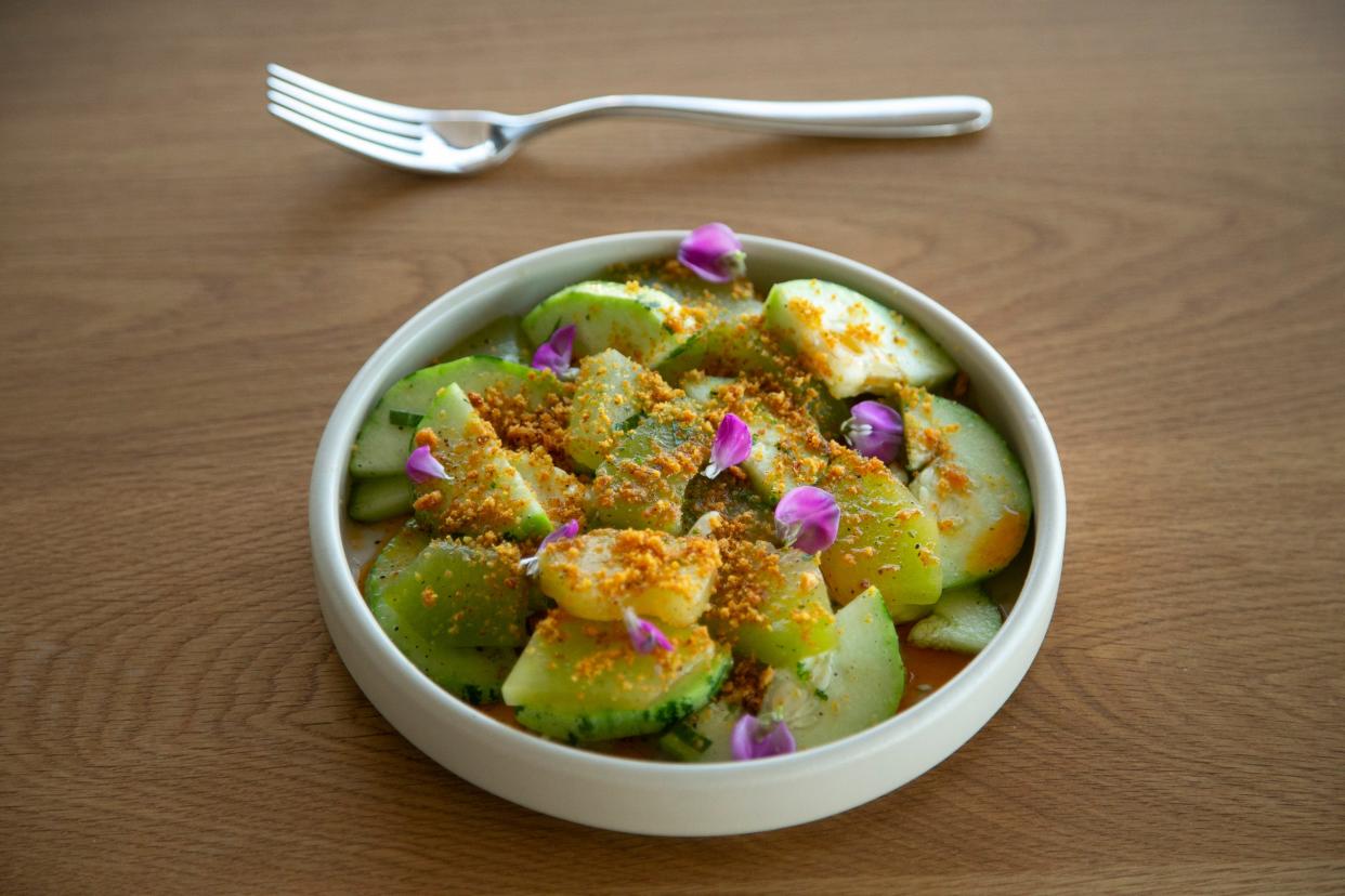 A cucumber and melon salad at Valentine restaurant in Phoenix.