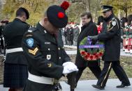 Montreal Mayor Denis Coderre approaches to lay a wreath during Remembrance Day ceremonies Monday, November 11, 2013 in Montreal. It's only taken a week for Montreal's newly elected mayor to have a run-in with the local NHL team.Denis Coderre, the former federal MP who was elected mayor on Nov. 3, has drawn the ire of some Montreal Canadiens. THE CANADIAN PRESS/Paul Chiasson