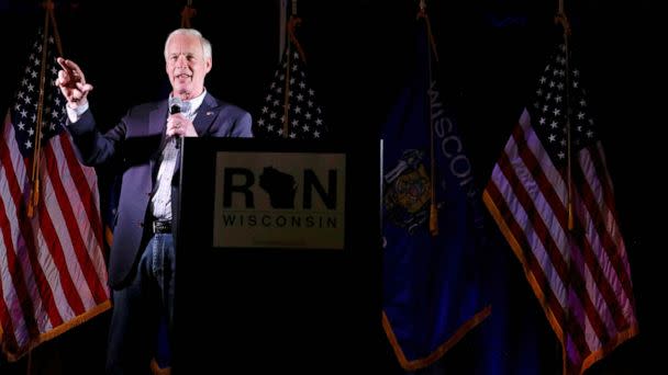 PHOTO: Senator Ron Johnson speaks at his election night celebration in Neenah, Wisc., Nov. 8, 2022. (Daniel Steinle/Reuters)