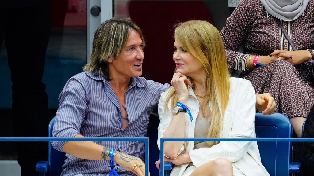 new york, new york september 10 keith urban and nicole kidman are seen at the mens final match between novak djokovic vs danill medvedev at the 2023 us open tennis championships on september 10, 2023 in new york city photo by gothamgc images