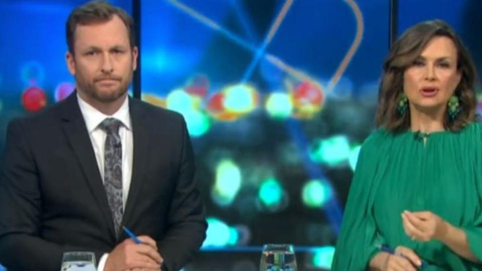 Peter van Onselen with The Project’s former host Lisa Wilkinson. Picture: Network 10