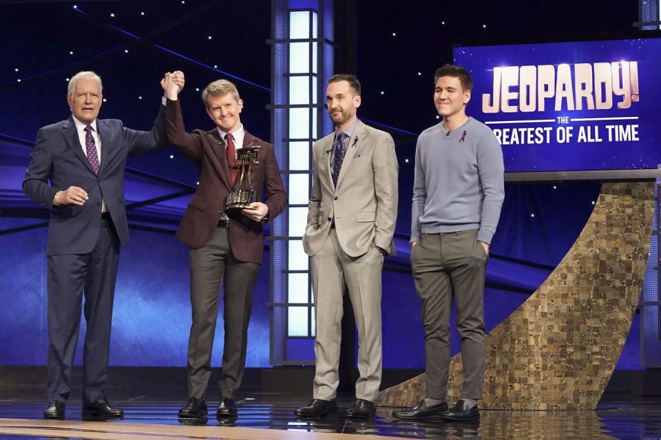 'jeopardy' hosts alex trebek and ken jennings