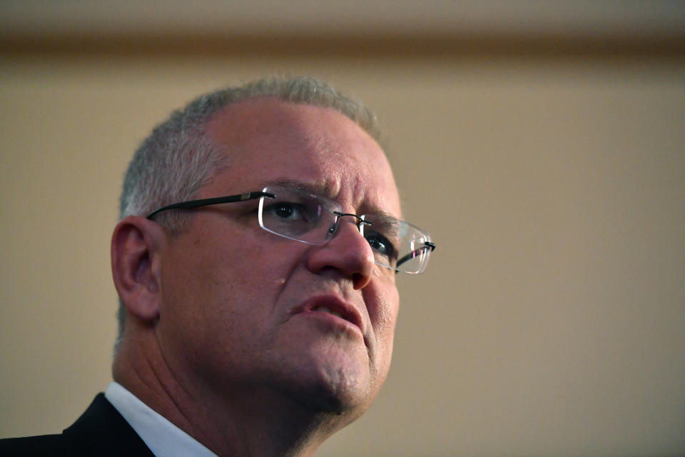 Prime Minister Scott Morrison at  Launceston Town Hall on Tuesday ahead of the federal election.