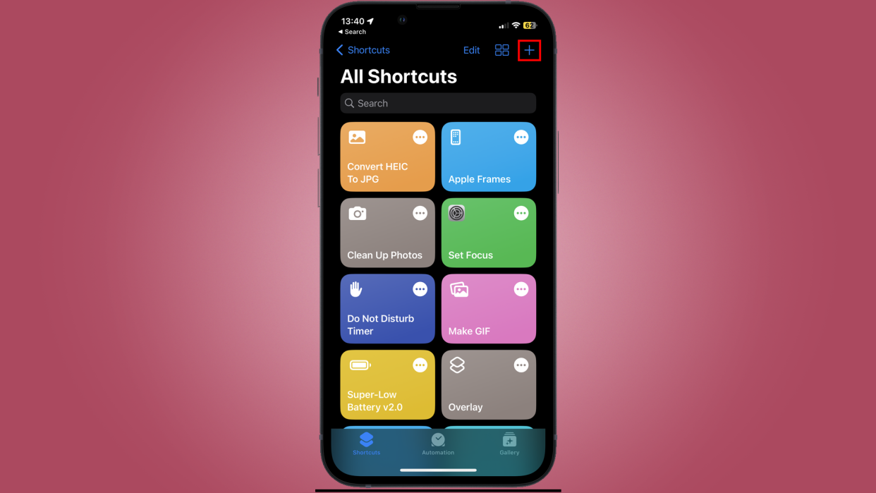  Image showing how you Open shortcuts and add a new shortcut. 