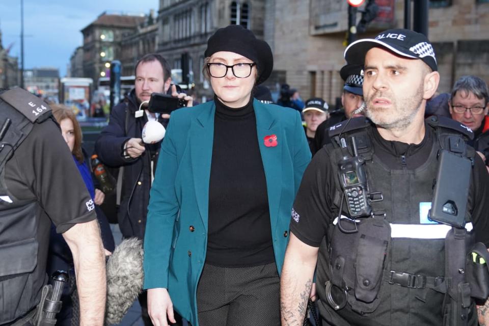 <div class="inline-image__caption"><p>Miranda Knight, the wife of the defendant, departing Edinburgh Sheriff And Justice Of The Peace Court, following a hearing on the extradition of Nicholas Alahverdian to the US.</p></div> <div class="inline-image__credit">Jane Barlow - PA Images</div>