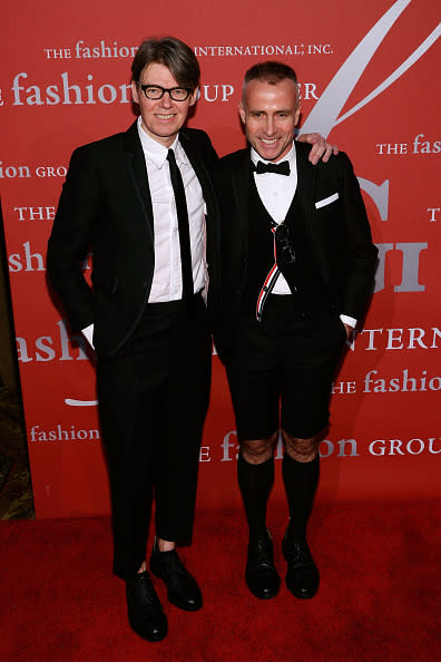 Thom Browne with his partner, Andrew Bolton, winner of the Lord & Taylor Fashion Oracle Award