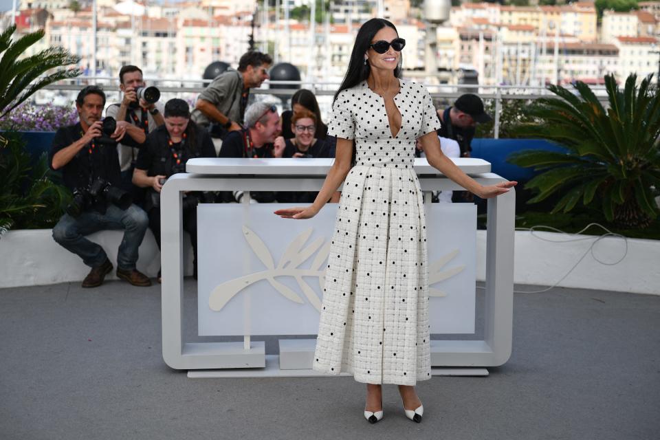 US actress Demi Moore poses during a photocall for the film "The Substance" at the 77th edition of the Cannes Film Festival in Cannes, southern France, on May 20, 2024.