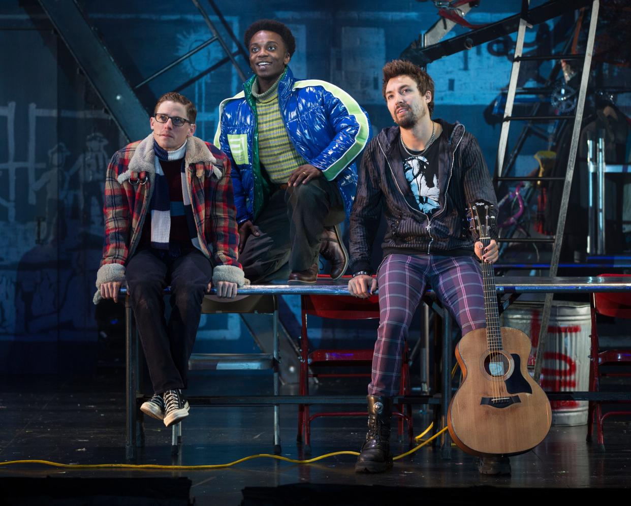 From left, Cody Jenkins, Jarred Bedgood and Coleman Cummings in "The Rent 25th Anniversary Farewell Tour," at the Providence Performing Arts Center.