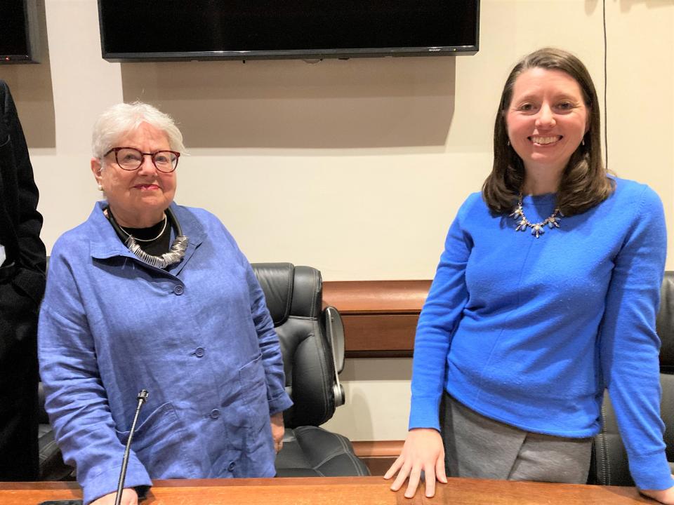 Rep. Kay Khan, D-Newton, invited Kristy McMillan, of Belmont, to tell her story to legislators and aides at a special legislative briefing Tuesday.