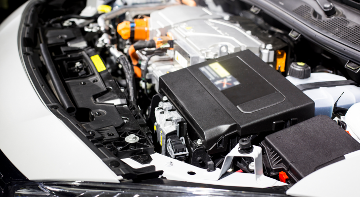 An image of the inside the hood of a car. XPON Stock. battery stocks to buy