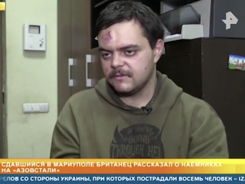 Capturer British Aiden Aslin appeared to speak under duress during an interview with Russian state TV.