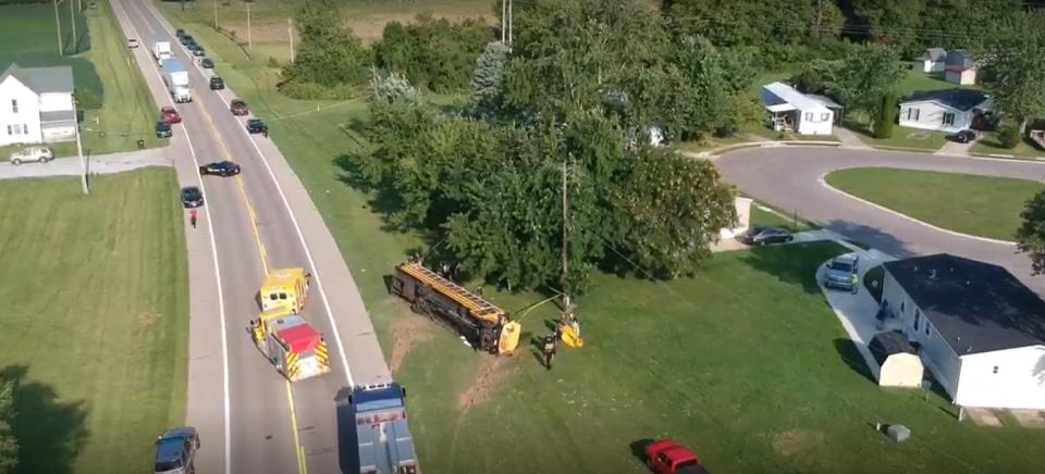 The scene of a school bus crash in Clark County.