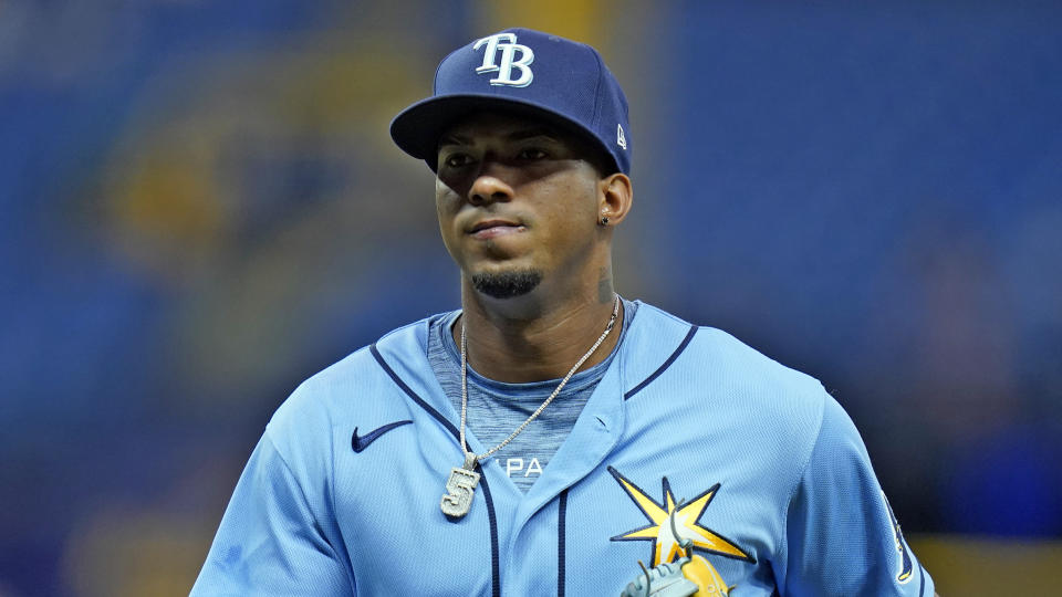 Wander Franco has been away from the Rays since mid-August after allegations surfaced of an inappropriate relationship with a minor. (AP Photo/Chris O'Meara)