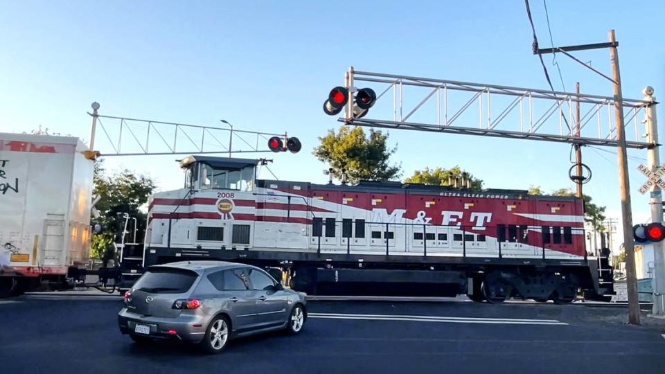 Safer road crossings will be installed as part of a $12.2 million federal grant awarded to the Modesto & Empire Traction Co. in California in late July 2023.