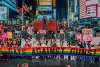 <p>Gays Against Guns organized a rally and march from Union Square Park to Times Square on October 2, 2017, in response to the Las Vegas massacre, hundreds marched raising their voices to declare that gun violence is an epidemic, gun violence is a public health crisis, gun violence is curable and it is not acceptable that americans are getting slaughtered as a result of gun violence. (Photo: Erik Mcgregor/Pacific Press via ZUMA Wire) </p>