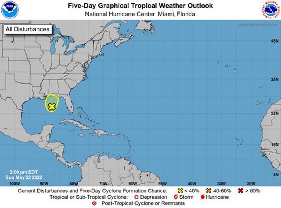 A tropical disturbance is expected to dump rain on the Gulf Coast region through Monday night.