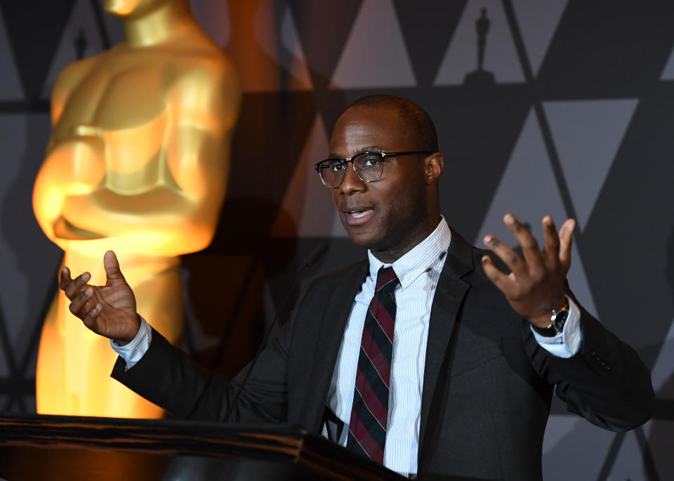 Barry Jenkins speaks at the Foreign Language Film Oscar nominees reception sponsored by the Academy of Motion Picture Arts and Sciences in Beverly Hills, California, on March 2, 2018. / AFP PHOTO / ANGELA WEISS (Photo credit should read ANGELA WEISS/AFP/Getty Images)