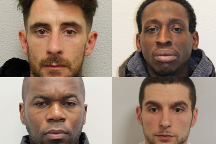 Suspects: Alex Drummond, top right, Jermaine Harvey, top left, Jerry Lawson, bottom left, and Endri Hoti, bottom right: Metropolitan Police
