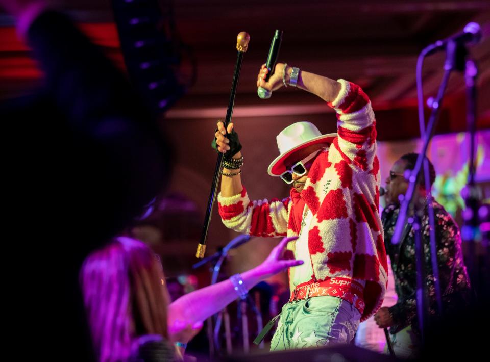 The Sugarhill Gang performs at the Unbridled Eve Gala on May 6, 2022 in Louisville, Kentucky.