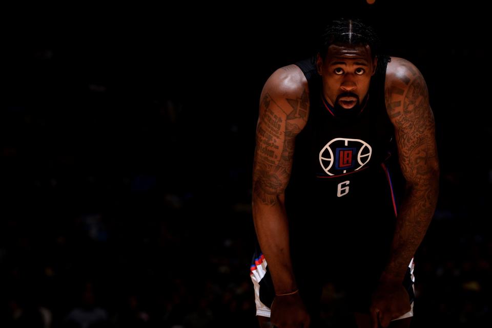 DeAndre Jordan tries to remember if he went with the Wanna Get Away fare. (Getty Images)