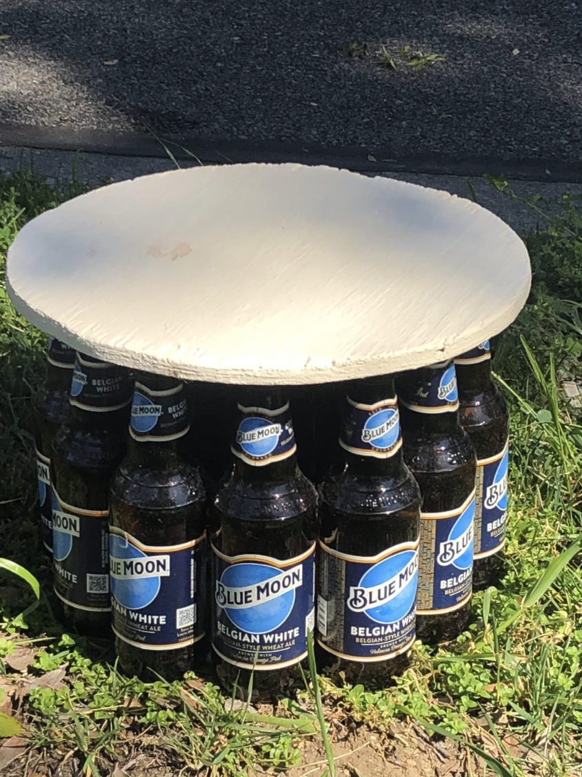 Small table made of beer bottles