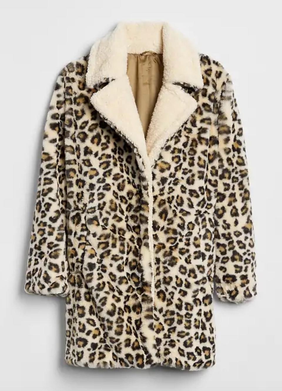 GAP Leopard Faux-Fur Coat