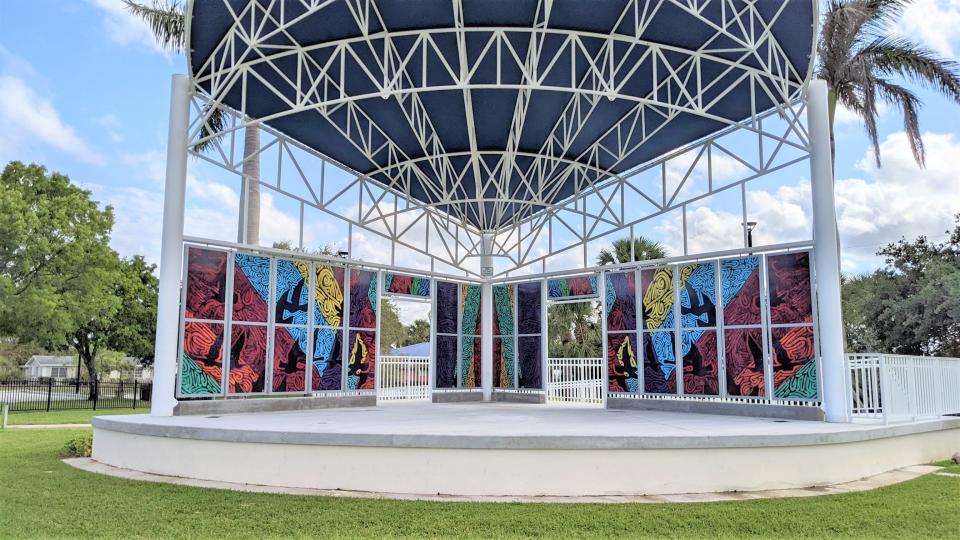 Tracy Guiteau's art transformed the amphitheater at Sara Sims Park in Boynton Beach.