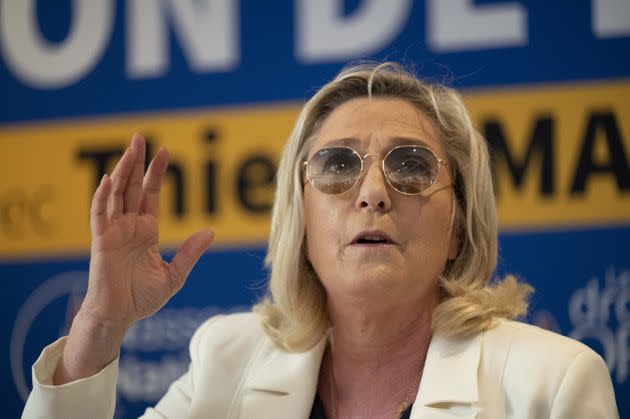 Marine Le Pen durant une conférence de presse en soutien au candidat RN Thierry Mariani en PACA le 17 juin 2021. (Photo: CHRISTOPHE SIMON via AFP)