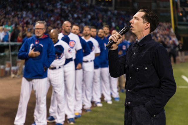 Chicago Cubs' Anthony Rizzo poses for a picture after receiving 2016 MLB  awards for Best Play: Defense and Best Social Media Personality before the  baseball game between the Chicago Cubs and Milwaukee