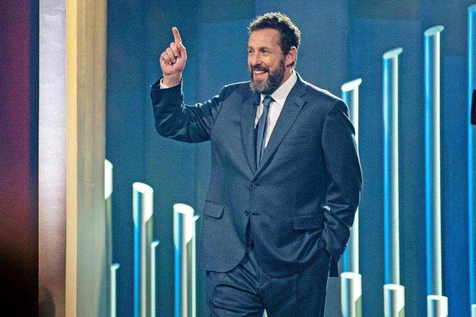 Mandatory Credit: Photo by Kevin Wolf/AP/Shutterstock (13834504c) Mark Twain Prize recipient Adam Sandler is introduced at the start of the 24th Annual Mark Twain Prize for American Humor at the Kennedy Center for the Performing Arts, in Washington Mark Twain Prize Sandler, Washington, United States - 19 Mar 2023