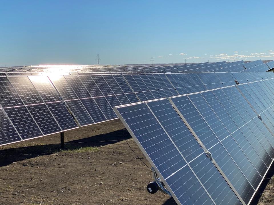 The Travers Solar Project, the largest solar farm in Canada is under contstruction in Lomond, Vulcan County, Alberta 