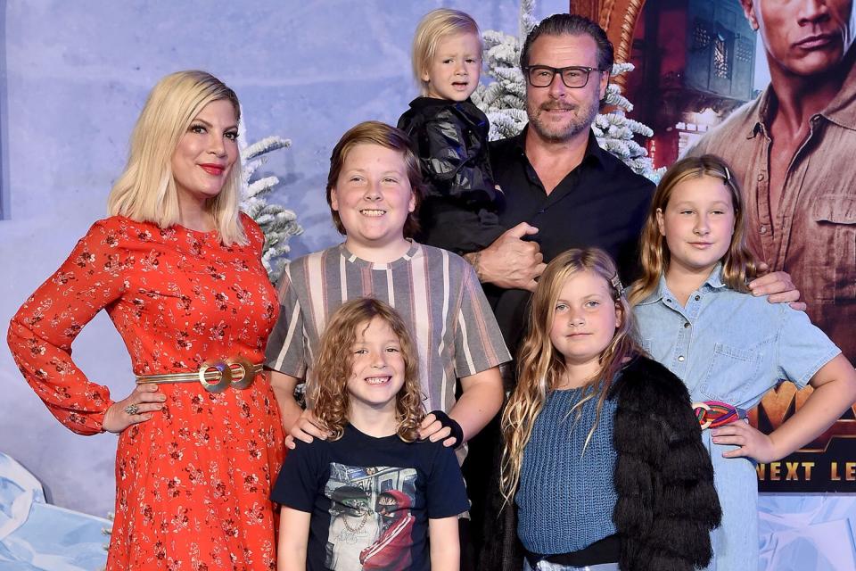 HOLLYWOOD, CALIFORNIA - DECEMBER 09: Tori Spelling, Dean McDermott and family attend the premiere of Sony Pictures' &quot;Jumanji: The Next Level&quot; on December 09, 2019 in Hollywood, California. (Photo by Axelle/Bauer-Griffin/FilmMagic)