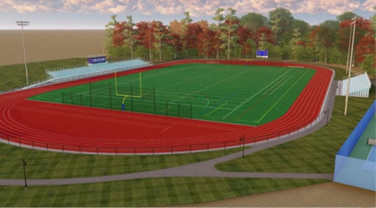 A rendering shows what the new Kennebunk High School athletic facility will look like once completed.