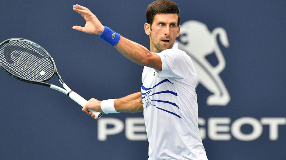 Novak Djokovic, pictured here in action at the Miami Open in 2019.