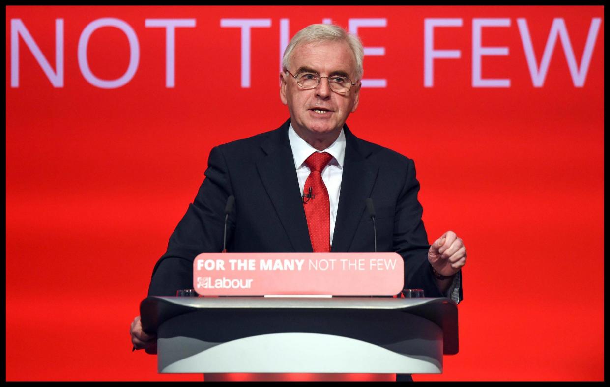 John McDonnell MP, Shadow Chancellor of the Exchequer, gives a keynote speech on the second day of the Labour Party's annual conference: Pete Maclaine / i-Images