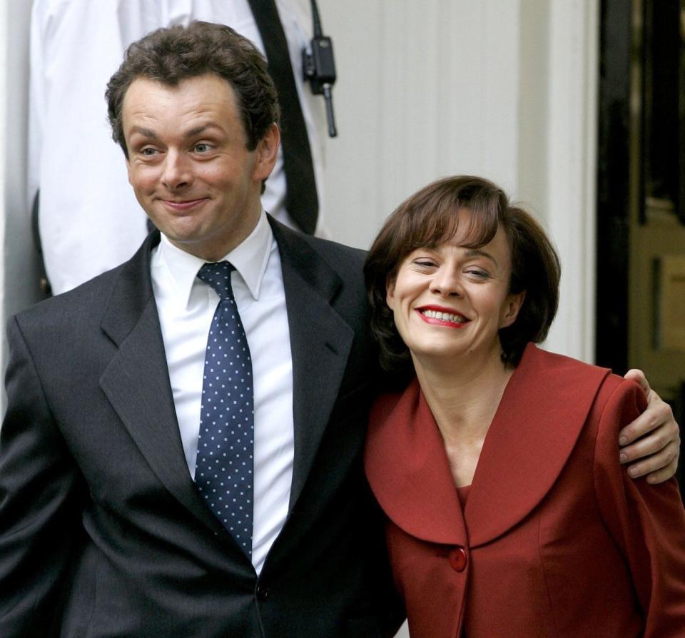 Helen McCrory with Michael Sheen during filming of The Queen in Islington, 2005 - Rex Features