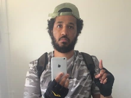 <p>Sahayb Abu takes a  selfie to send to his brothers</p> (Metropolitan Police)