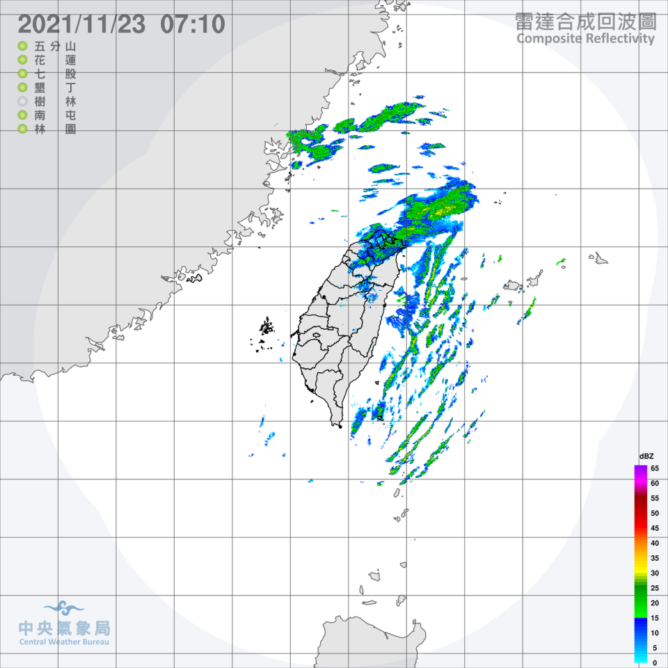 氣象局今天針對基隆市與雙北發布大雨特報，而北部、東半部、中部山區也有降下局部短暫雨的機率。   圖：中央氣象局/提供