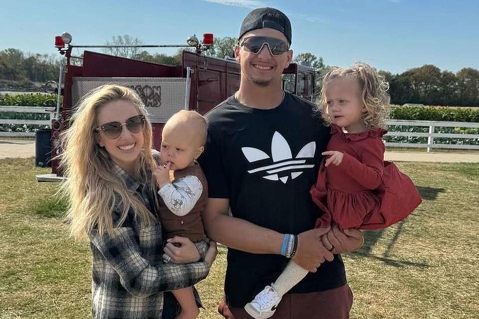 <p>Brittany Mahomes/Instagram</p> Patrick and Brittany Mahomes with their son and daughter