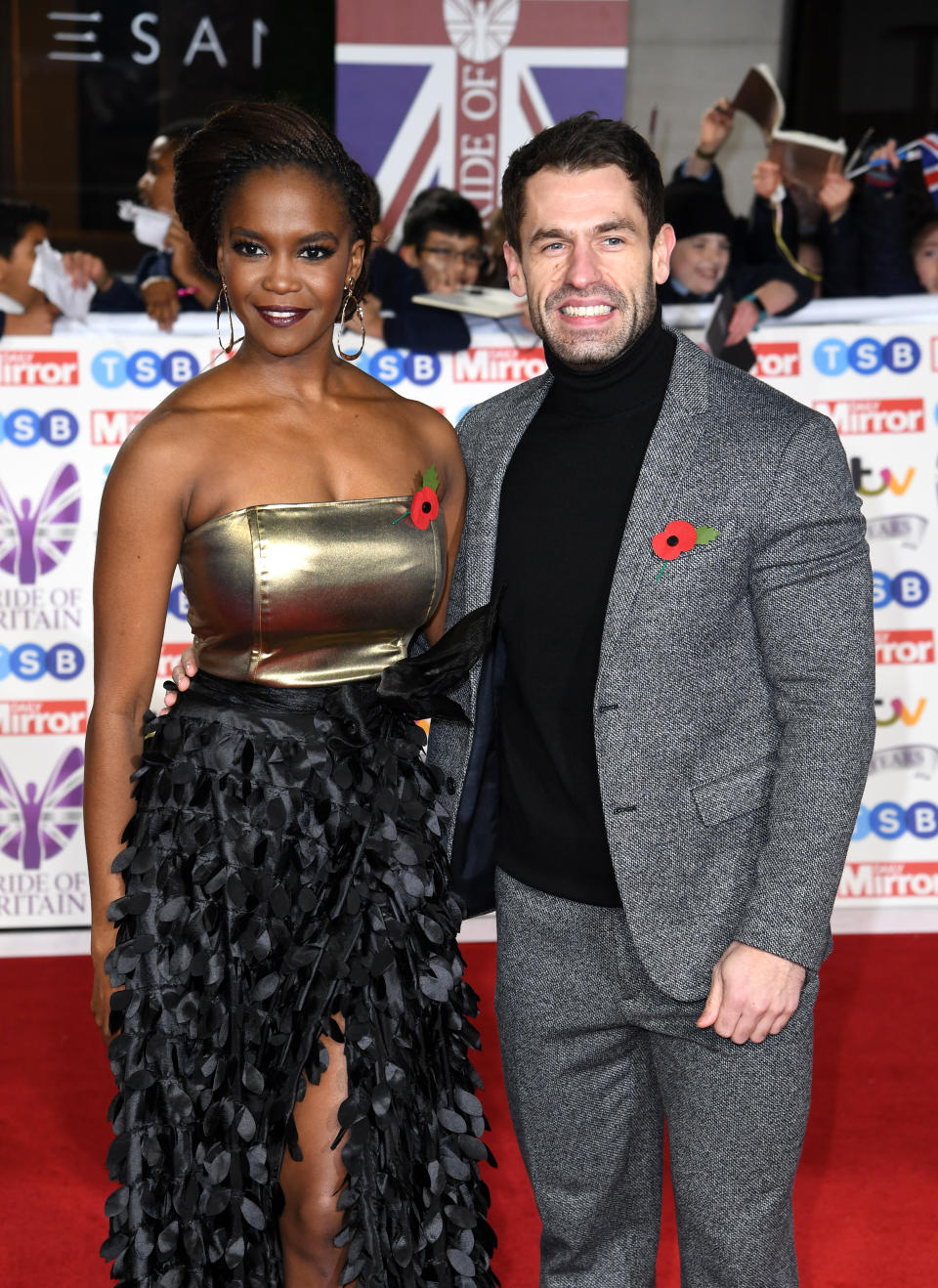 Oti Mabuse and Kelvin Fletcher attending the the 2019 Pride of Britain Awards, held at Grosvenor House in London. The Daily Mirror Pride of Britain Awards, in partnership with TSB, will broadcast on ITV on 5th November at 8pm. Picture credit should read: Doug Peters/EMPICS