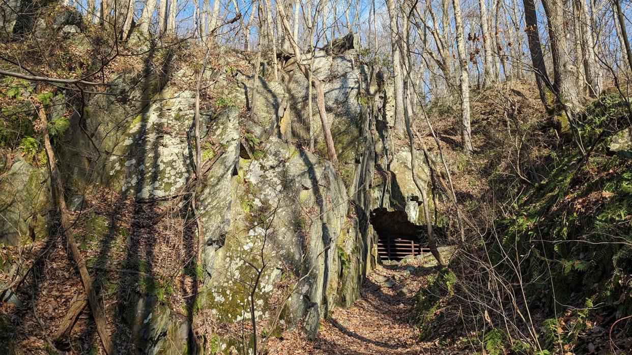 A gated entrance to a former iron mine atJoseph Raab Park in North Codorus Township on February 5, 2024.